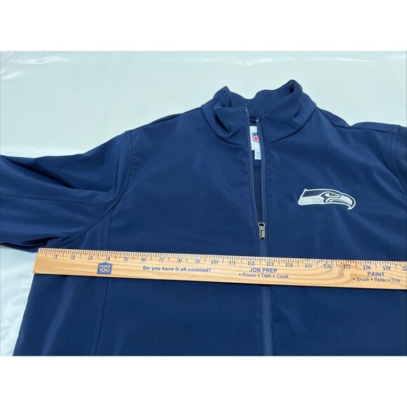 Seattle Seahawks Full Zip Jacket NFL Navy Drawstring Pockets Mens XL Blokecore - Picture 6 of 16